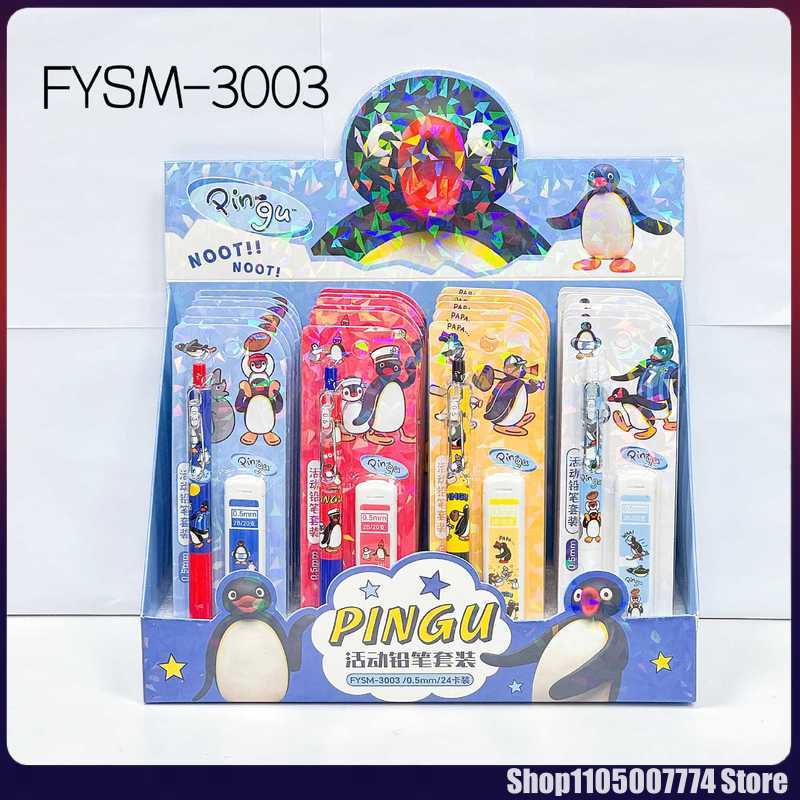 Stationery Supplier - 4/24pcs Kawaii Pingu Mechanical Pencil Set