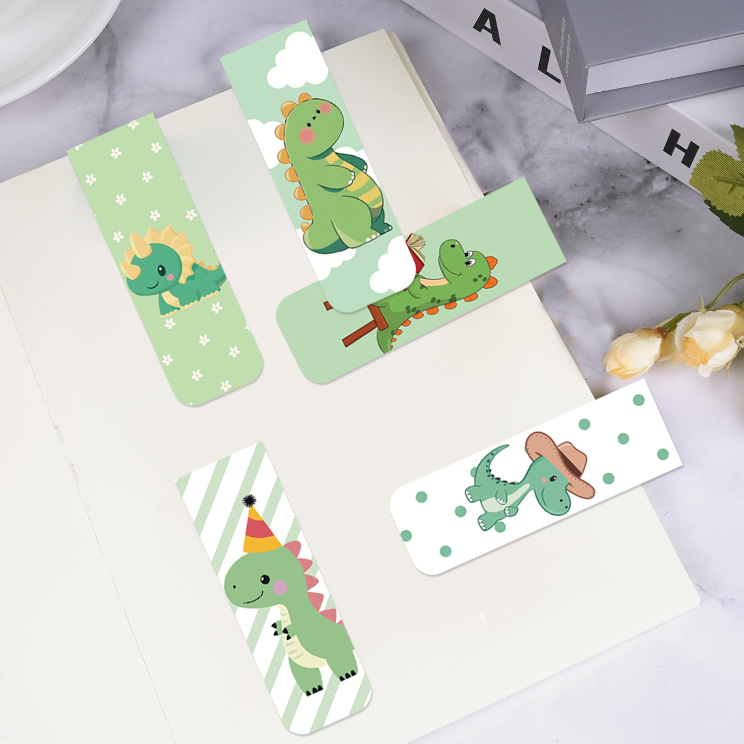 5Pcs/Set Cute Cartoon Dinosaur - огляд і ціна Bookmark Magnetic Clip